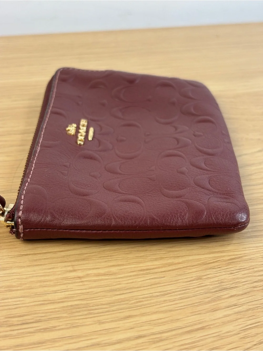 Coach Signature Embossed Leather Wristlet - Wine LIKE NEW!